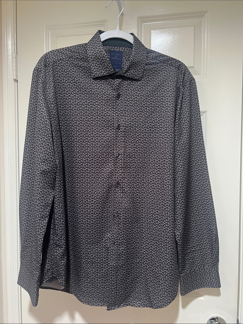 Society of Threads Men's black & gray Patterned Slim Fit Shirt size M